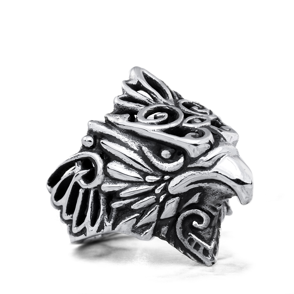 Ether11 Sterling Silver Messenger Hawk Ring