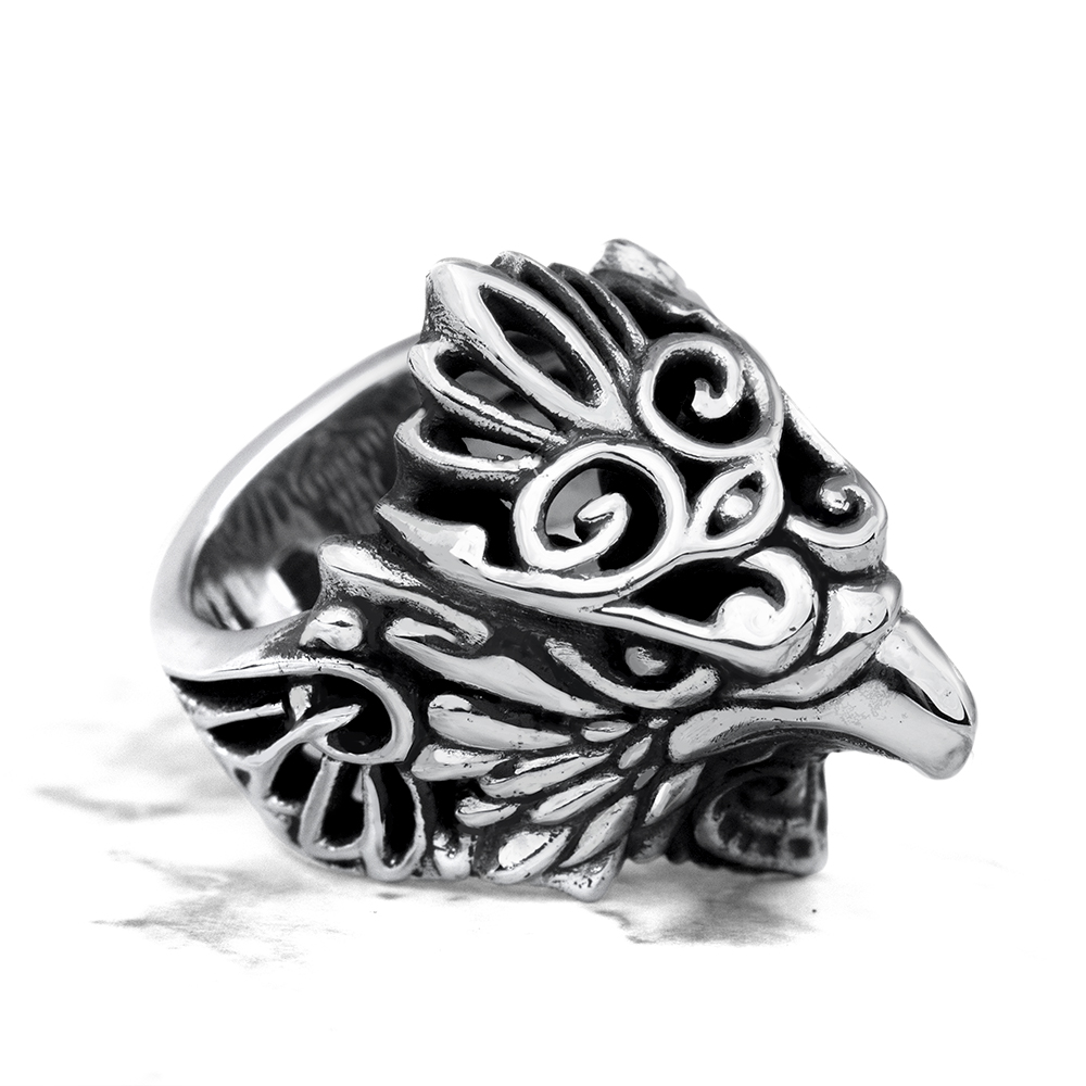 Ether11 Sterling Silver Messenger Hawk Ring