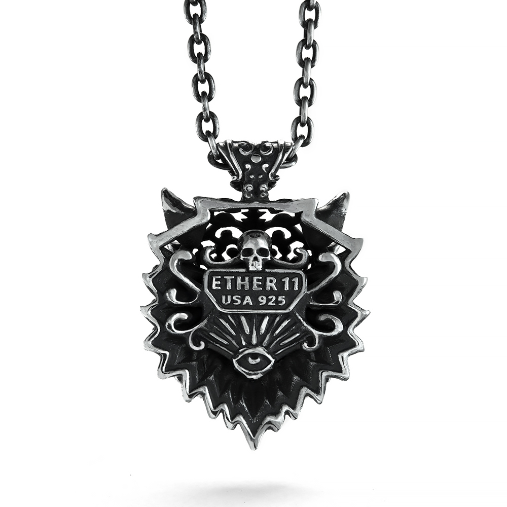 Ether11 Sterling Silver Victorian Dire Wolf Pendant