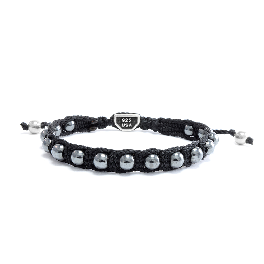 Ether11 Hematite Beaded Macrame Bracelet