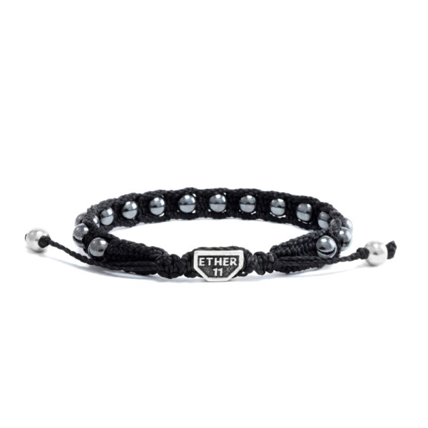 Ether11 Hematite Beaded Macrame Bracelet