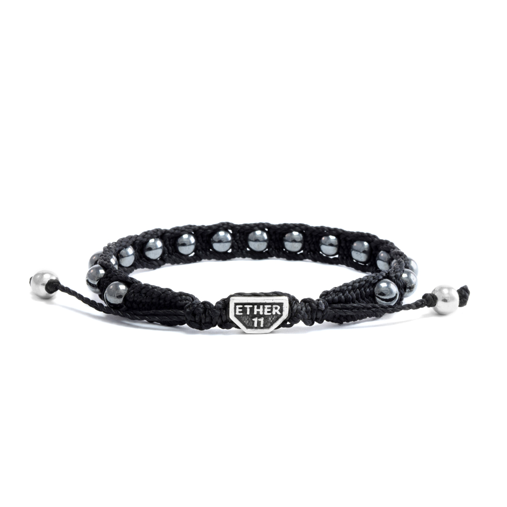 Ether11 Hematite Beaded Macrame Bracelet