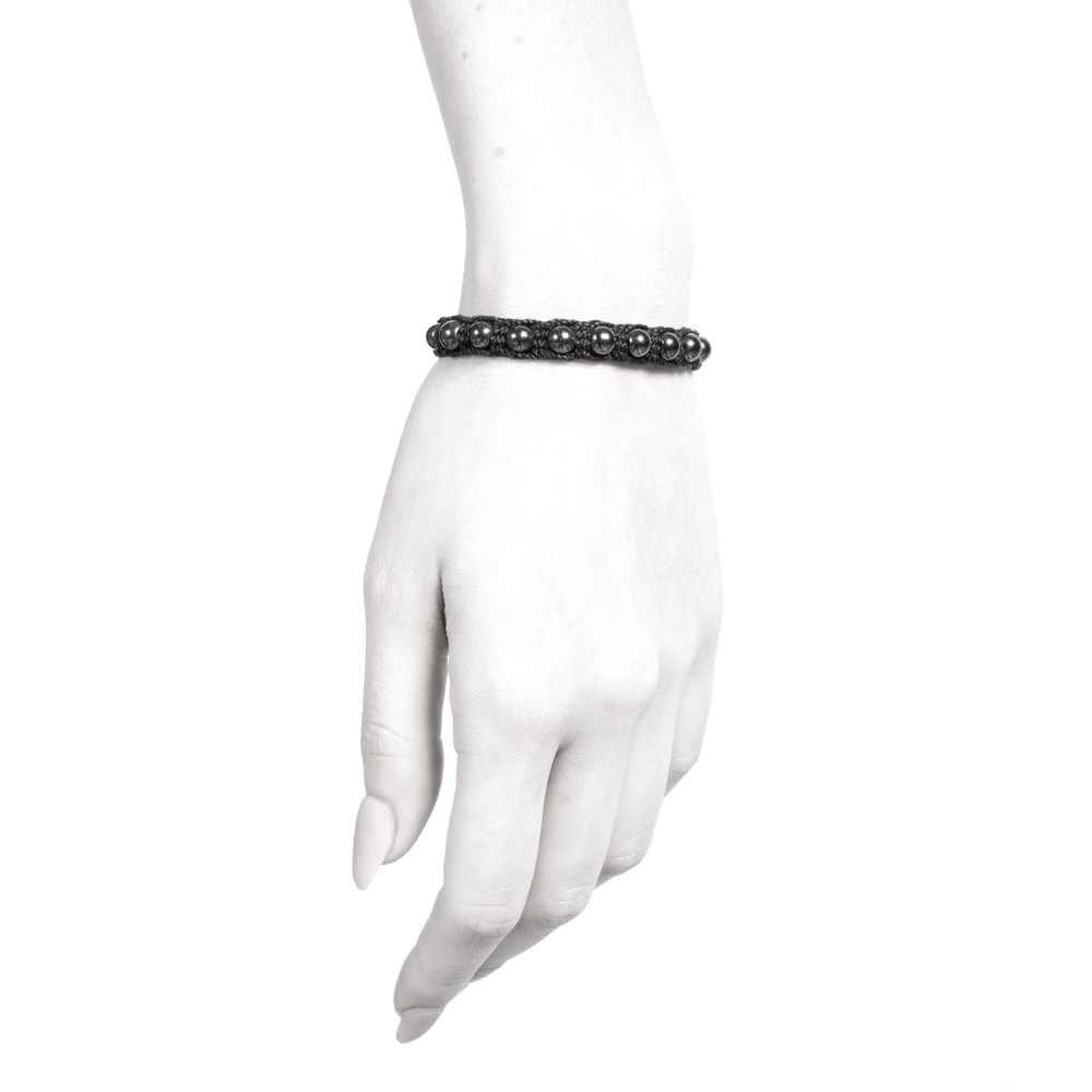 Ether11 Hematite Beaded Macrame Bracelet