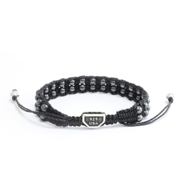 Ether11 Hematite Macrame 3mm Double Bead Bracelet
