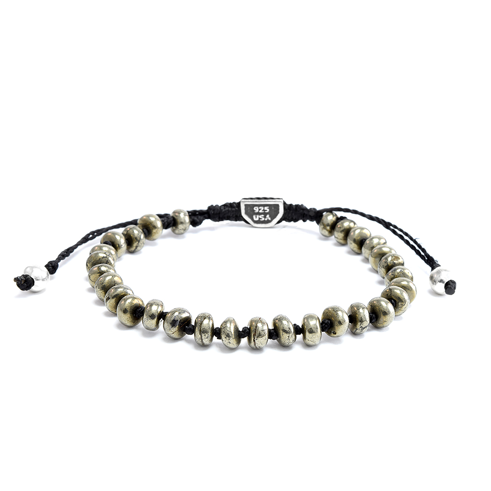 Ether11 Pyrite Bead Macrame Bracelet