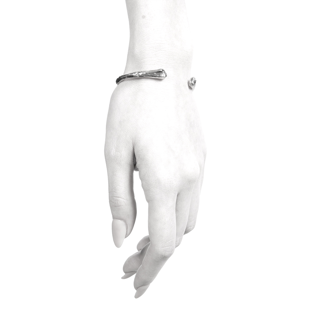 Ether11 Silver Bone Cuff Bracelet Made in USA