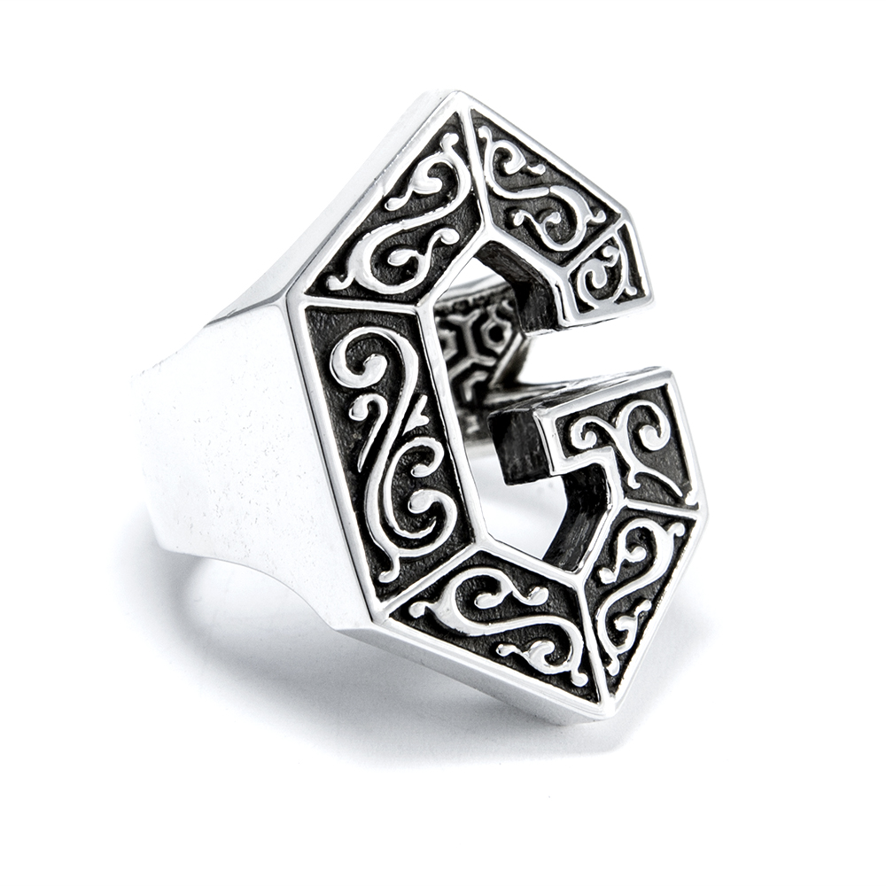 G ring in sterling silver, alternate view | Ether Eleven