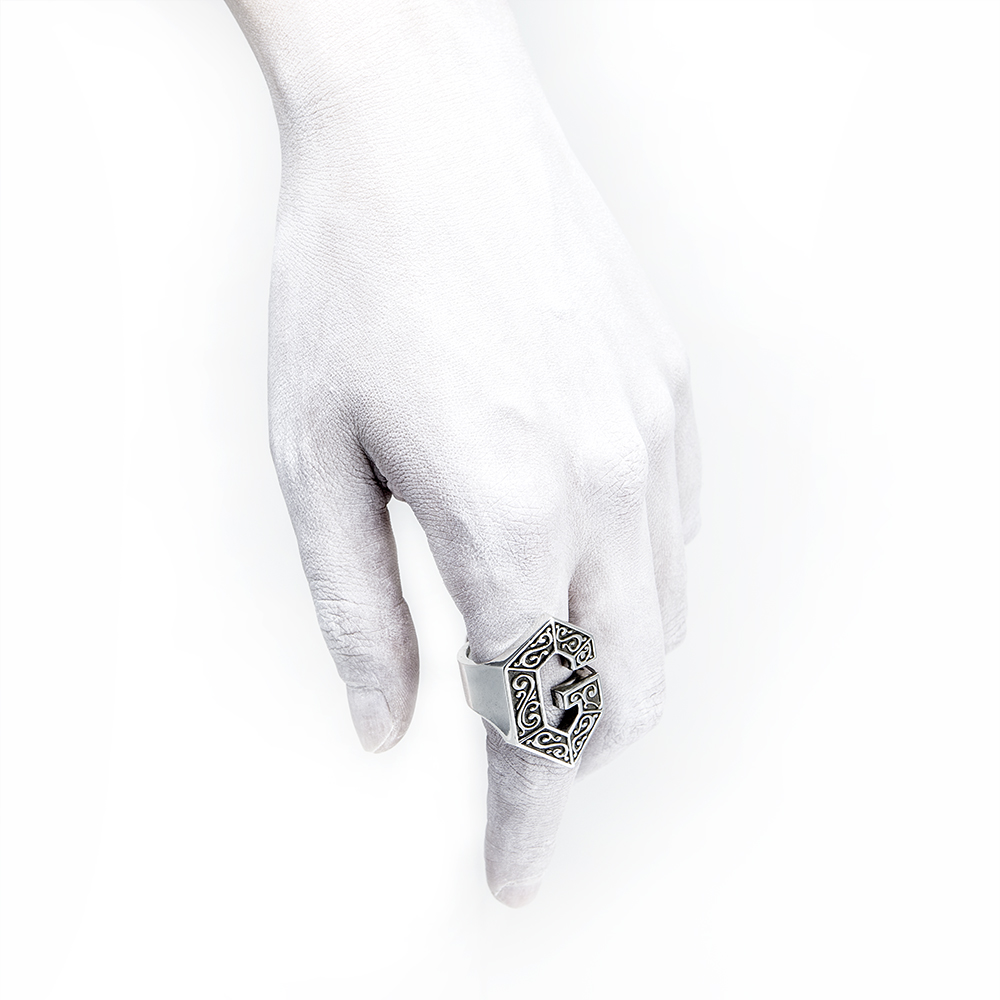 G ring in sterling silver, alternate view | Ether Eleven