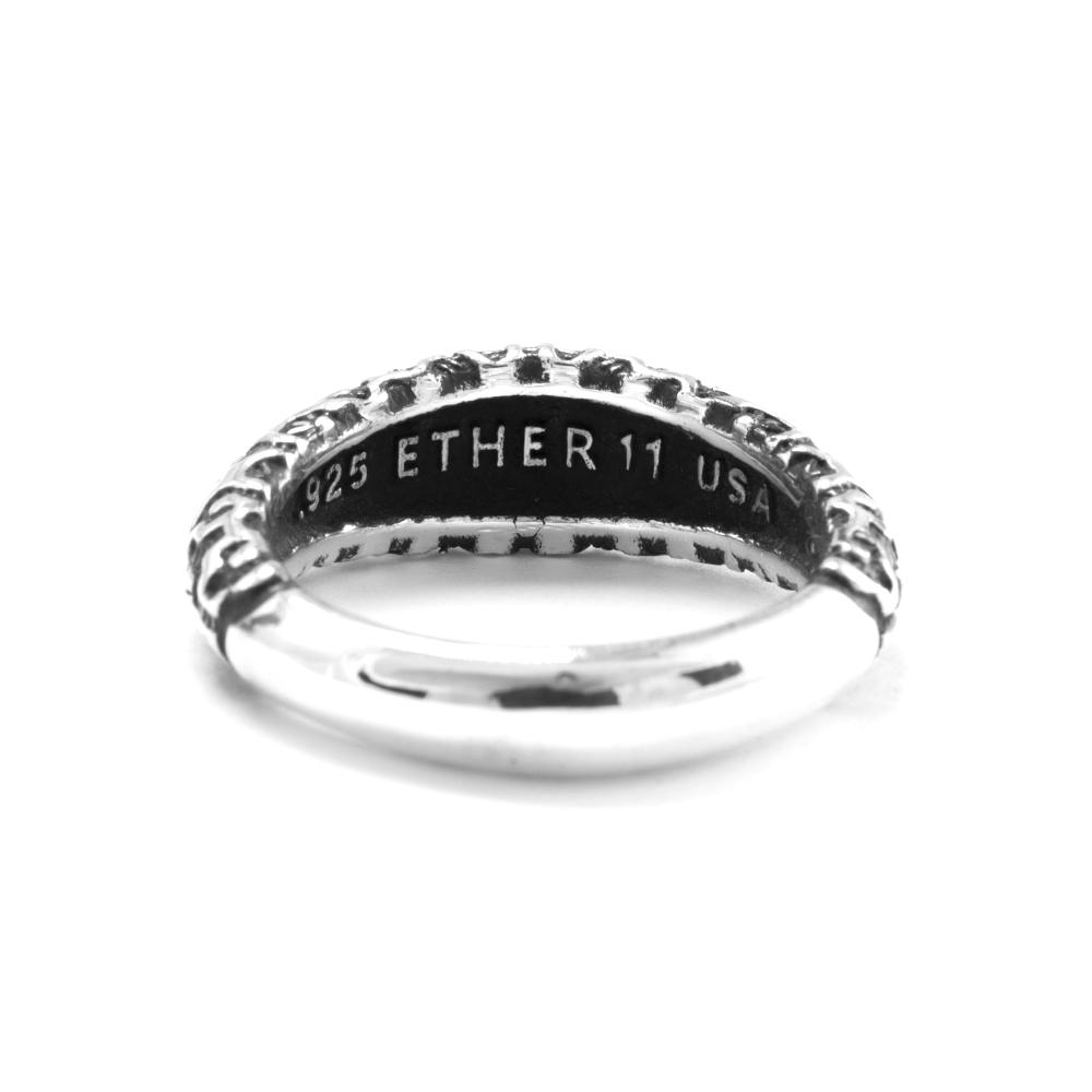 Ether Eleven Thin Shipibo Tribal Pattern Ring in Sterling Silver