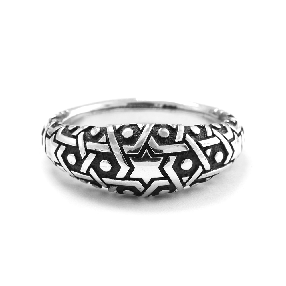 Ether Eleven Thin Sultan Sacred Geometry Pattern Ring in Sterling Silver