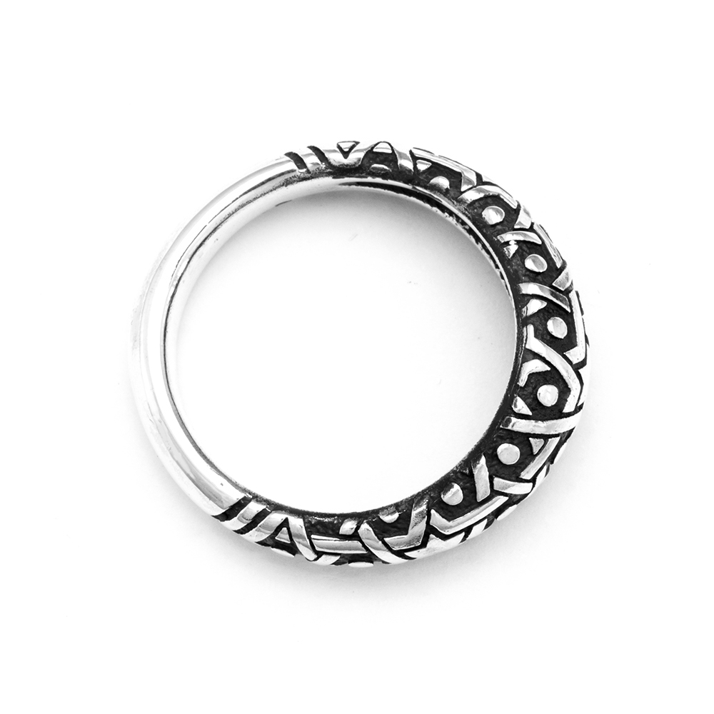 Ether Eleven Thin Sultan Sacred Geometry Pattern Ring in Sterling Silver