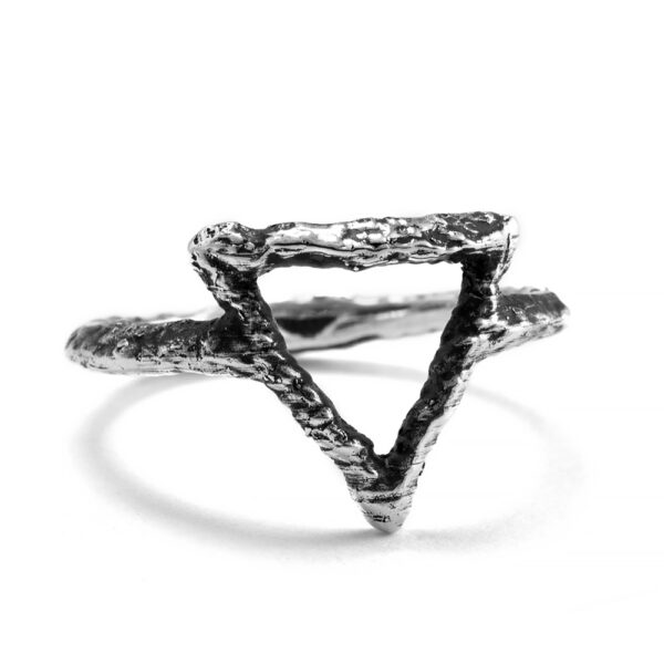 Ether Eleven Sterling Silver Water Symbol Alchemy Textured Ring