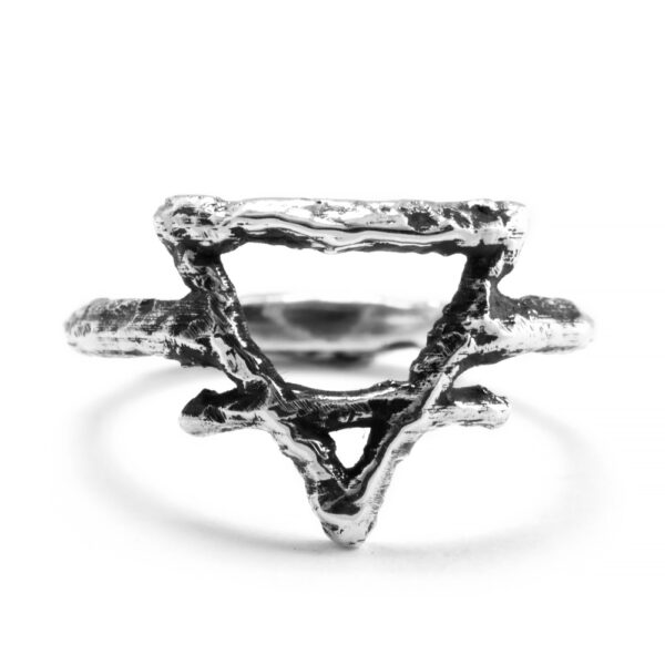 Ether Eleven Sterling Silver Earth Symbol Alchemy Textured Ring