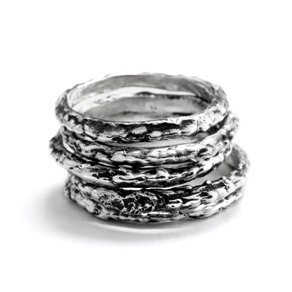 Ether Eleven Sterling Silver Organic Textured Thin Alchemy Band