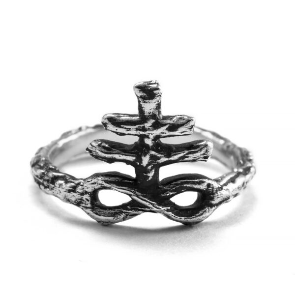 R032 Sulfur Alchemy Ring Ether Eleven Sterling Silver Sulfur Symbol Alchemy Textured Ring