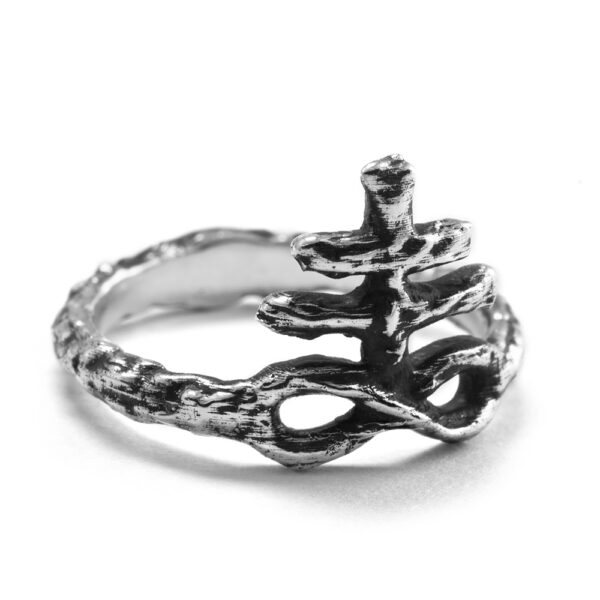 Ether Eleven Sterling Silver Sulfur Symbol Alchemy Textured Ring