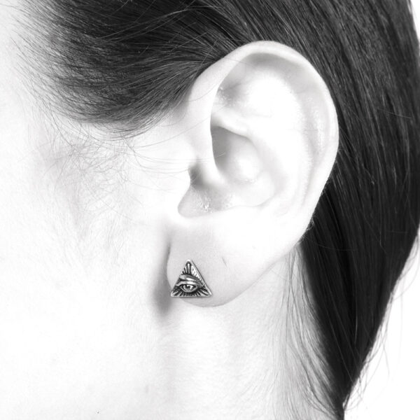 Ether11 All Seeing Eye Stud Earring Sterling Silver