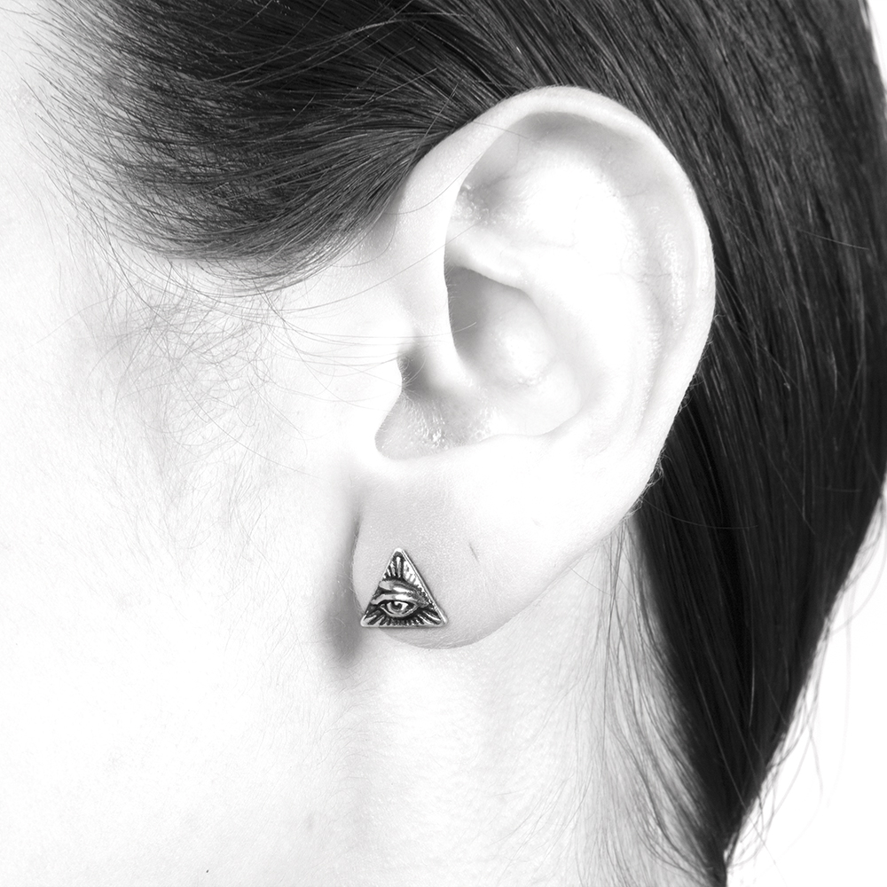 Ether11 All Seeing Eye Stud Earring Sterling Silver