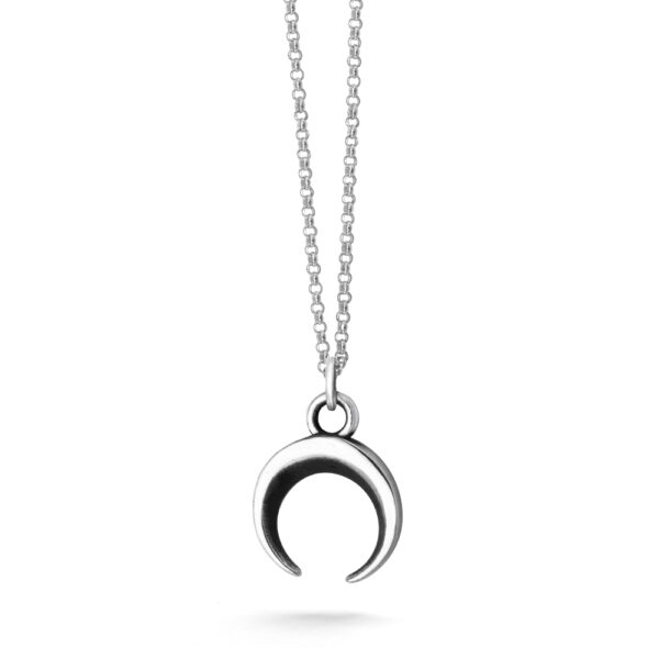 Moon_Pendant Ether11 Sterling Silver Crescent Moon Pendant on Micro Rolo Chain