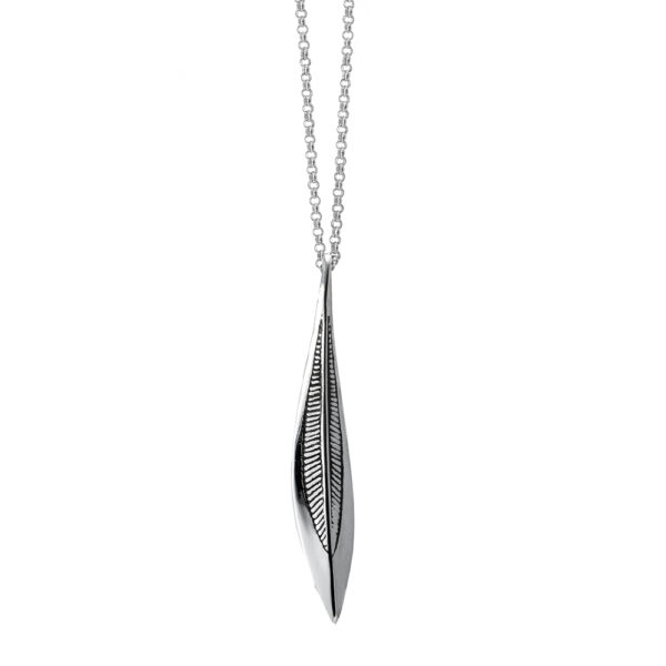 Ether11 Sterling Silver Small Feather Pendant
