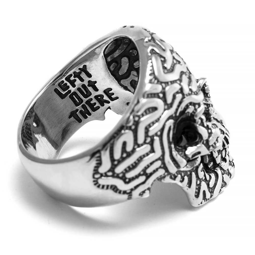 Lefty Squiggle Skull Ring - Image 3