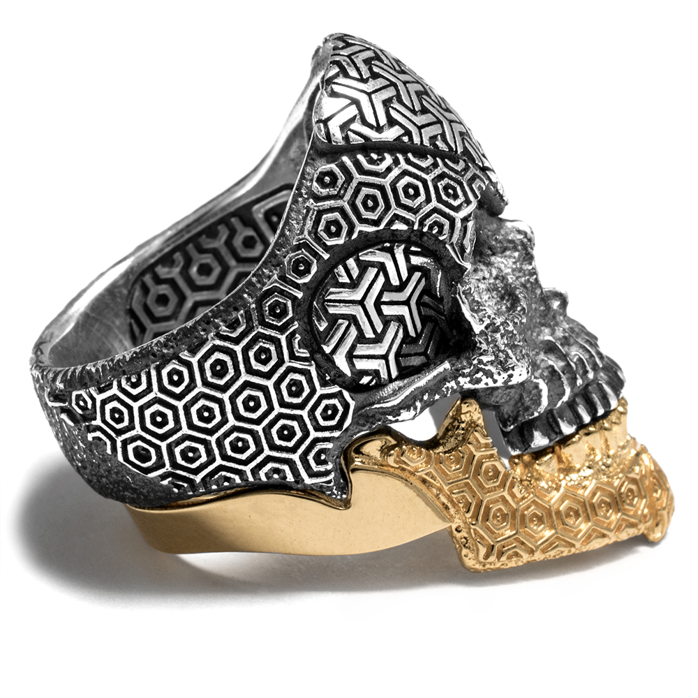 Cosmic Skull Ring with 10K Gold Jaw - Image 4
