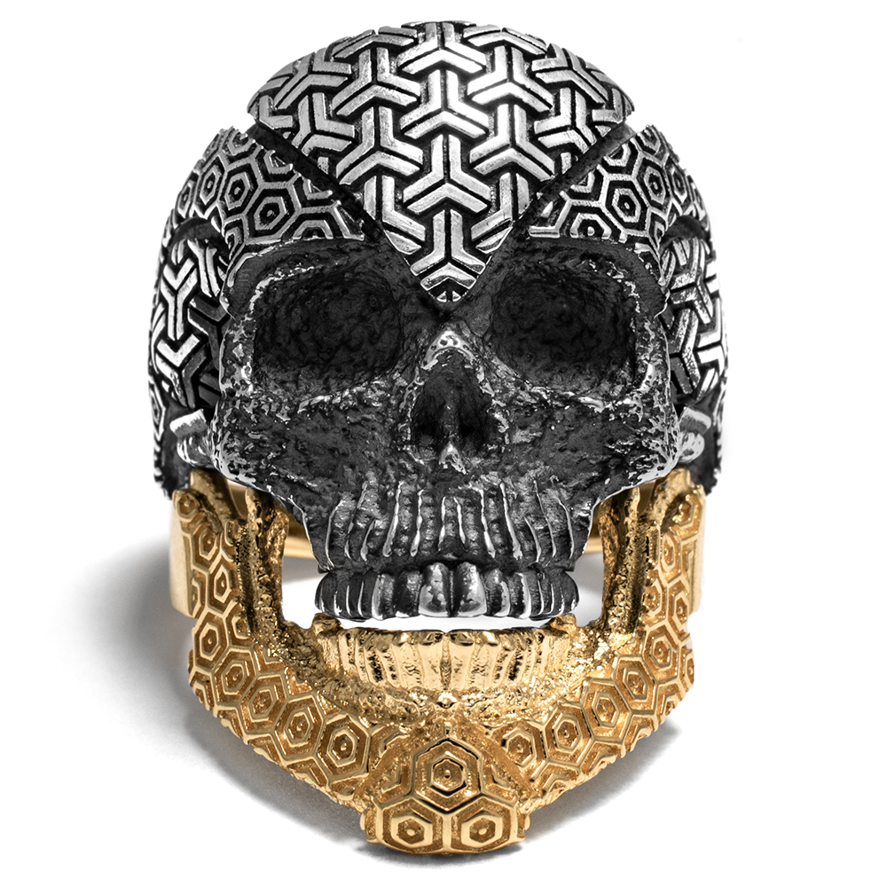 Cosmic Skull Ring with 10K Gold Jaw - Image 3